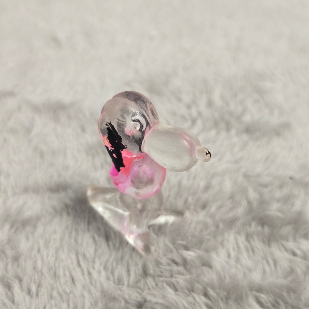 Vintage Clear Pink Lucite Snoopy Dog Figurine Miniature Hong Kong
